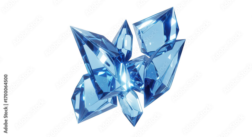 Fototapeta premium Blue crystal butterfly isolated on transparent background