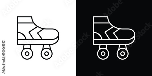 Roller skates icon pictogram on White Background Editable Stroke.
