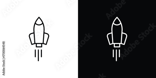 Rocket icon pictogram on White Background Editable Stroke.
