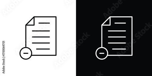 Remove document icon pictogram on White Background Editable Stroke.