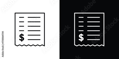 Receipt icon pictogram on White Background Editable Stroke.