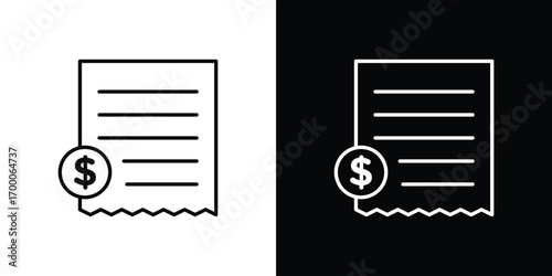 Receipt icon pictogram on White Background Editable Stroke.