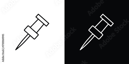 Push pin icon pictogram on White Background Editable Stroke.