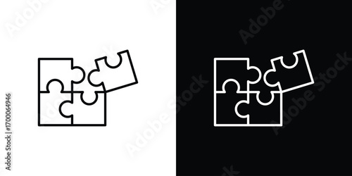 Puzzle piece icon pictogram on White Background Editable Stroke.