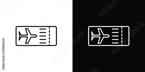 Plane Ticket icon pictogram on White Background Editable Stroke.