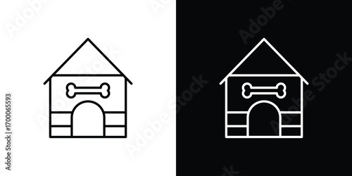 Pet house icon pictogram on White Background Editable Stroke.