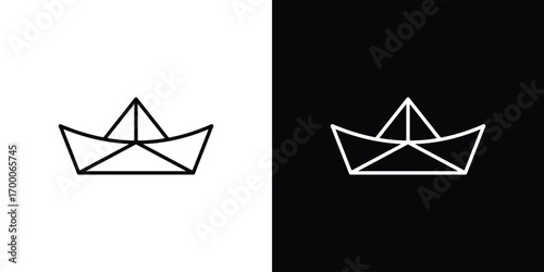 Paper boat icon pictogram on White Background Editable Stroke.