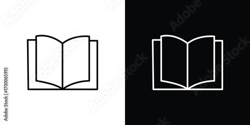 open book icon pictogram on White Background Editable Stroke.