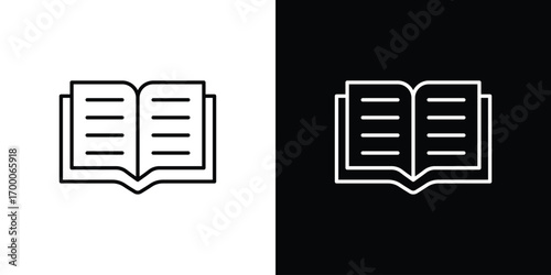 open book icon pictogram on White Background Editable Stroke.