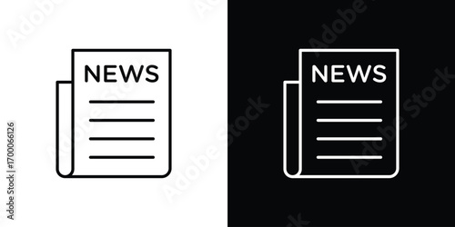 News icon pictogram on White Background Editable Stroke.