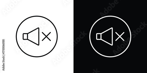 Mute icon pictogram on White Background Editable Stroke.