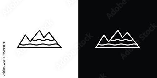 Mountain icon pictogram on White Background Editable Stroke.