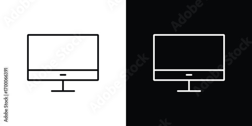 Monitor icon pictogram on White Background Editable Stroke.