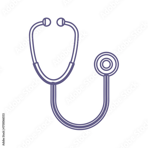 Purple outline stethoscope icon on white background medical healthcare
