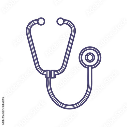 Simple purple outline stethoscope icon on white background medical health
