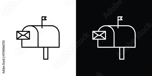 Mailbox icon pictogram on White Background Editable Stroke.