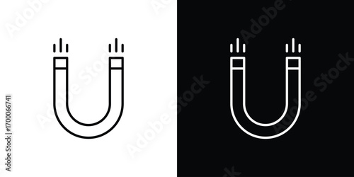Magnet icon pictogram on White Background Editable Stroke.