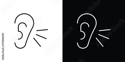 Listening icon pictogram on White Background Editable Stroke.