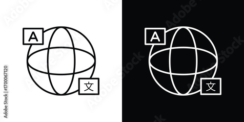 Language icon pictogram on White Background Editable Stroke.
