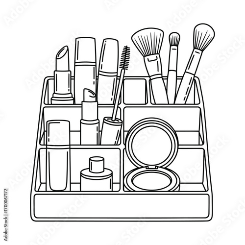 Collection of Makeup and Beauty Products in a Stylish Organizer, Essential for Every Woman