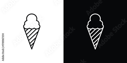 Ice cream icon pictogram on White Background Editable Stroke.