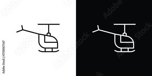 Helicopter icon pictogram on White Background Editable Stroke.