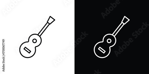 Guitar icon pictogram on White Background Editable Stroke.
