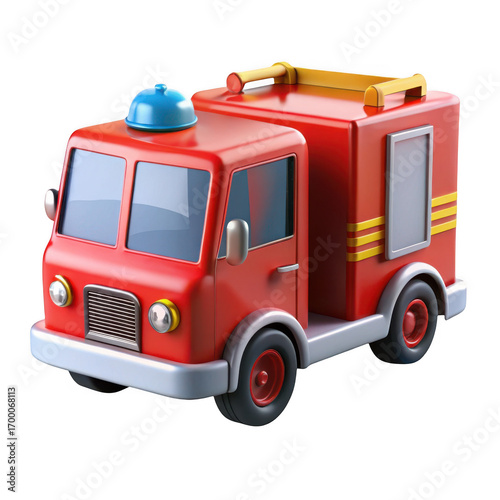 Wallpaper Mural Cartoonish 3d render of a red fire truck with blue light and yellow accents transparent background Torontodigital.ca