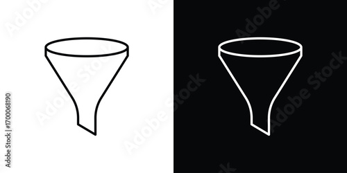 Funnel icon pictogram on White Background Editable Stroke.