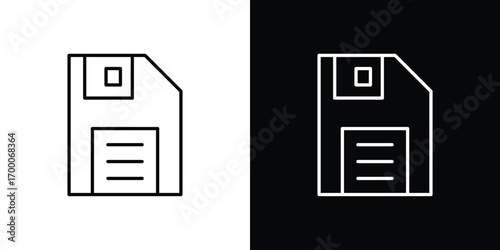Floppy disk icon pictogram on White Background Editable Stroke.