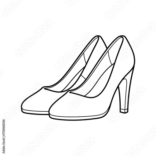 Elegant and Fashionable Women's Footwear Illustration Classic High-Heeled Pumps Design for Sophisticated Style