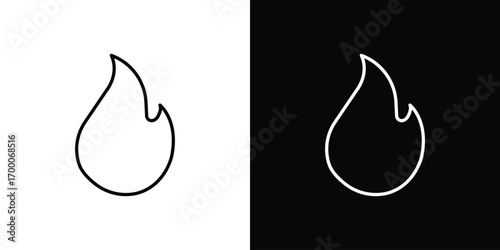 Flame icon pictogram on White Background Editable Stroke.