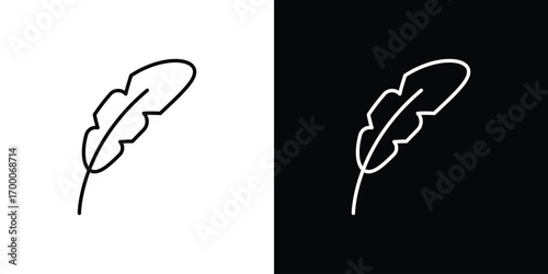 Feather icon pictogram on White Background Editable Stroke.