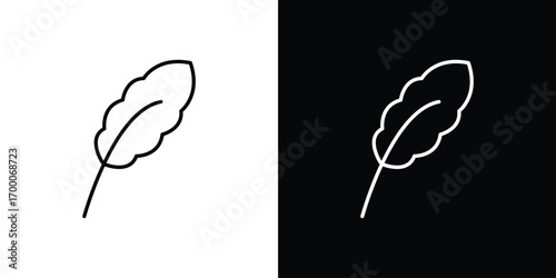 Feather icon pictogram on White Background Editable Stroke.