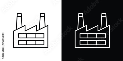 Factory icon pictogram on White Background Editable Stroke.