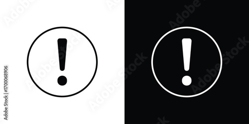 Exclamation icon pictogram on White Background Editable Stroke.
