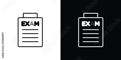 Exam icon pictogram on White Background Editable Stroke.