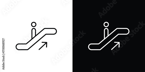 Escalator icon pictogram on White Background Editable Stroke.