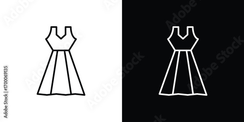 Dress icon pictogram on White Background Editable Stroke.