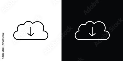 Download from Cloud icon pictogram on White Background Editable Stroke.