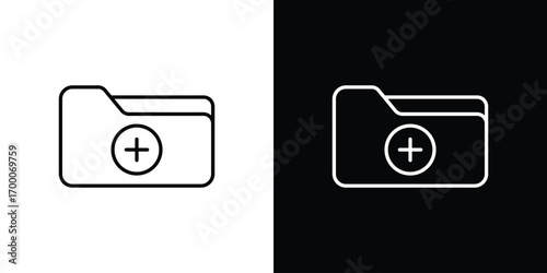 Create folder icon pictogram on White Background Editable Stroke.