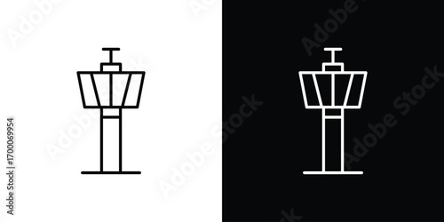 Control Tower icon pictogram on White Background Editable Stroke.