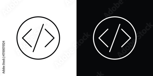 Code icon pictogram on White Background Editable Stroke.