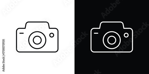 Camera icon pictogram on White Background Editable Stroke.