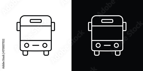 Bus icon pictogram on White Background Editable Stroke.