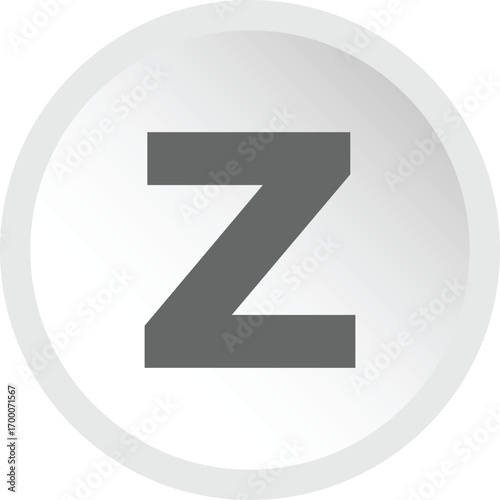 Bold gray letter z centered within a subtle white octagonal shape icon illustration