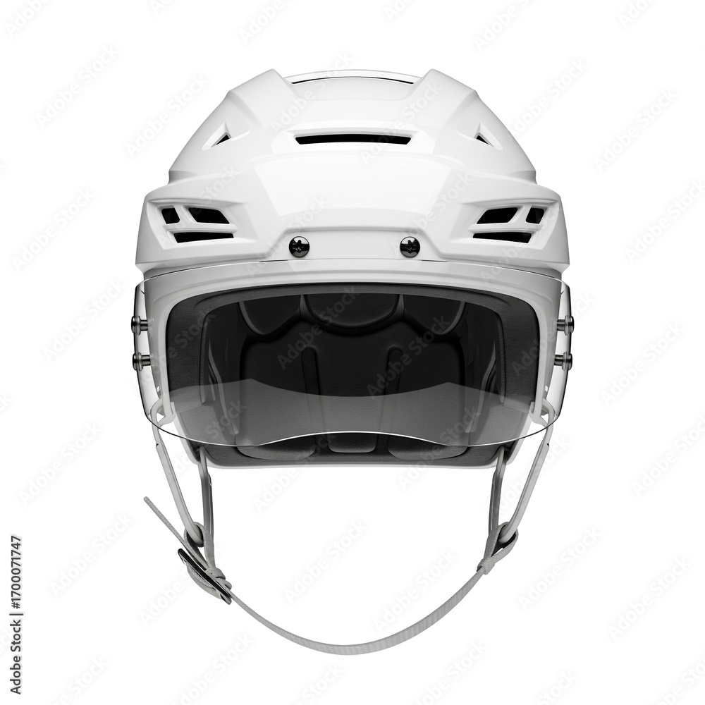 Fototapeta premium Modern white ice hockey helmet with a clear visor for professional player safety and protection