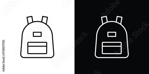 Backpack icon pictogram on White Background Editable Stroke.