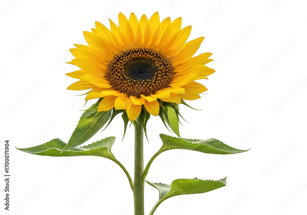 Fototapeta premium Bright sunflower flower isolated on transparent background