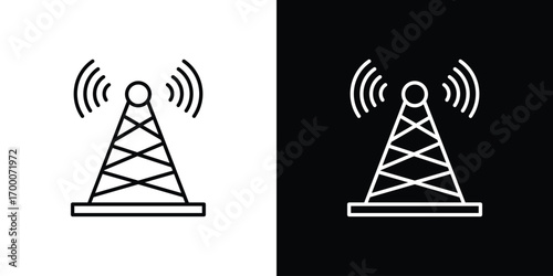 Antenna icon pictogram on White Background Editable Stroke.